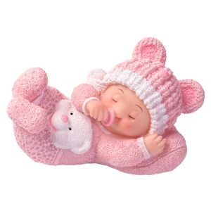 FIGURINE BEBE FILLE/ROSE  QUI DORT 8CM