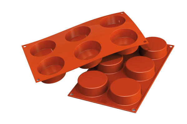 SILIKOMART SF205 6-CYLINDER MOLD Ø70 HT 27MM 103.5ML NON-STICK GN1/3 -50° TO 250°
