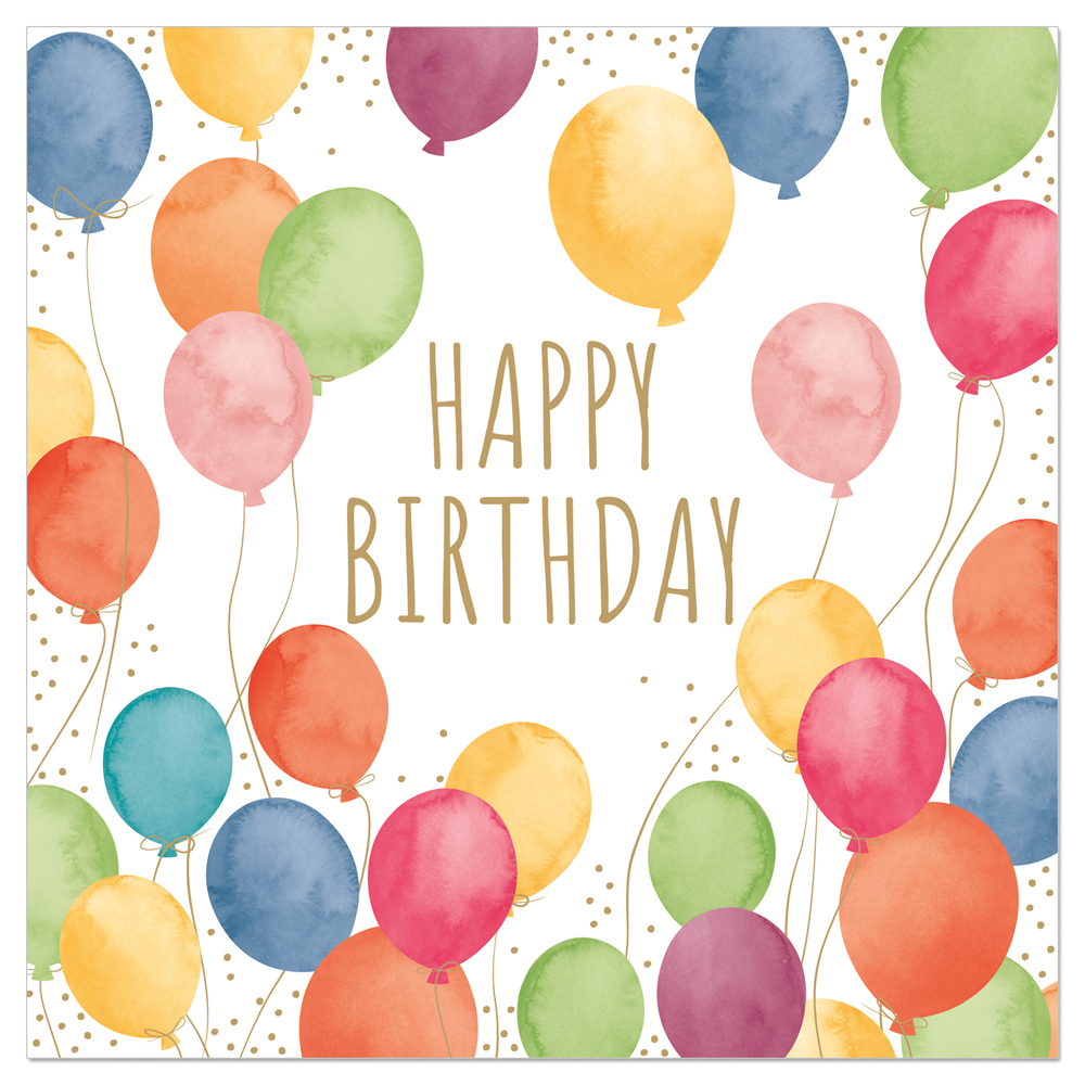 ARTEBENE SERVET 33X33CM HAPPY BIRTHDAY BALLONNEN 20ST