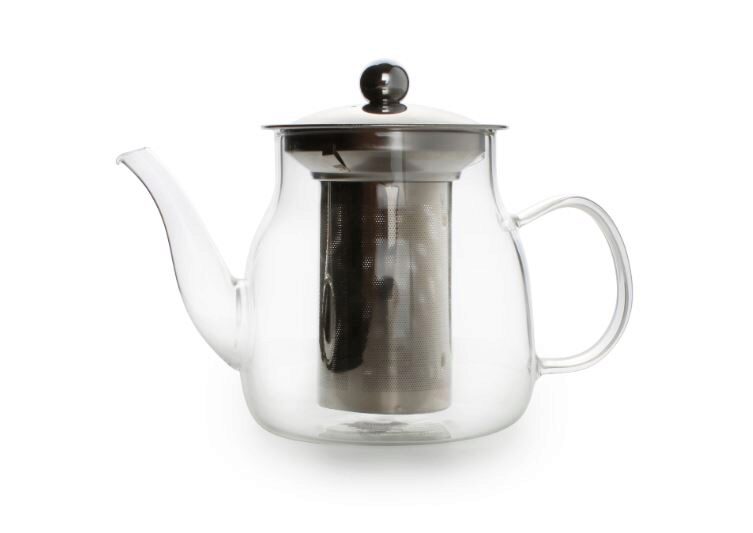 0,64L GLAZEN THEEPOT MET ROESTVRIJSTALEN FILTER EN DEKSEL