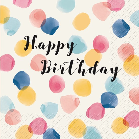 STEWO SERVETTEN 33X33CM HAPPY BIRTHDAY KLEUREN 20 STUKS