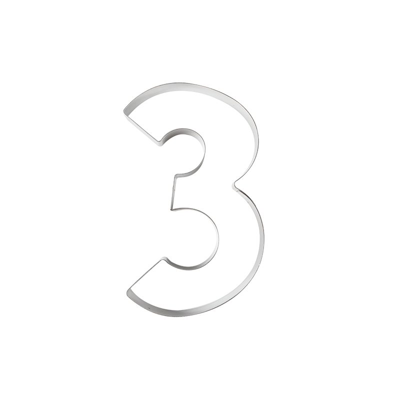 NUMMERVORM NR. 3 ROESTVRIJ STAAL 20CM HT4CM