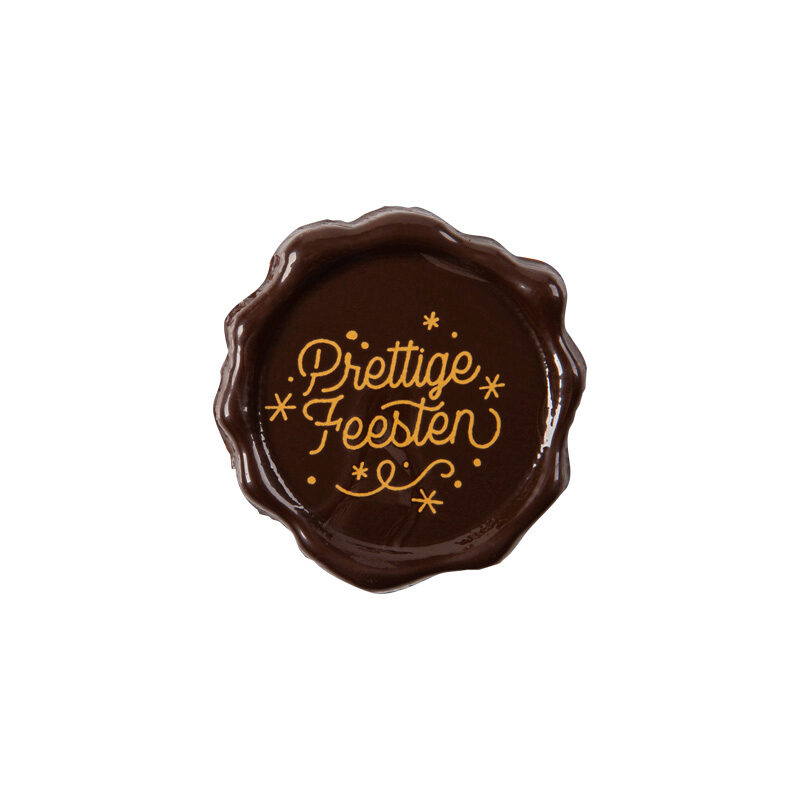 2015852 PRETTIGE FEESTEN DONKERE CHOCOLADE STEMPEL 38MM 120 STUKS ***S/CD***