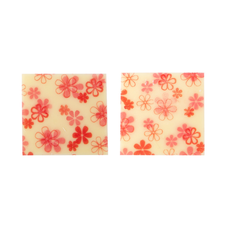 2010823 SQUARE PINK FLOWERS BLOCK 3CM CHOCOLATE 132PCS ***S/CD***