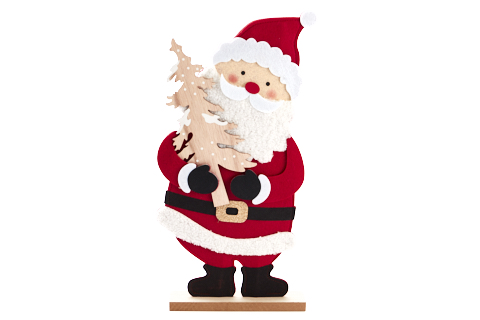 KERSTMAN VILT OP HOUTEN VOET H46,5CM