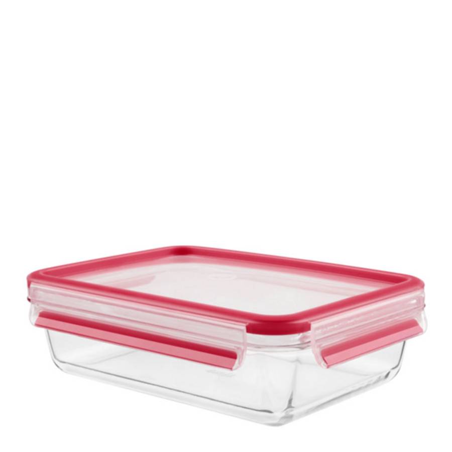 TEFAL LUCHTDICHTE GLAZEN DOOS 1,3L RECHTHOEKIG/ROOD