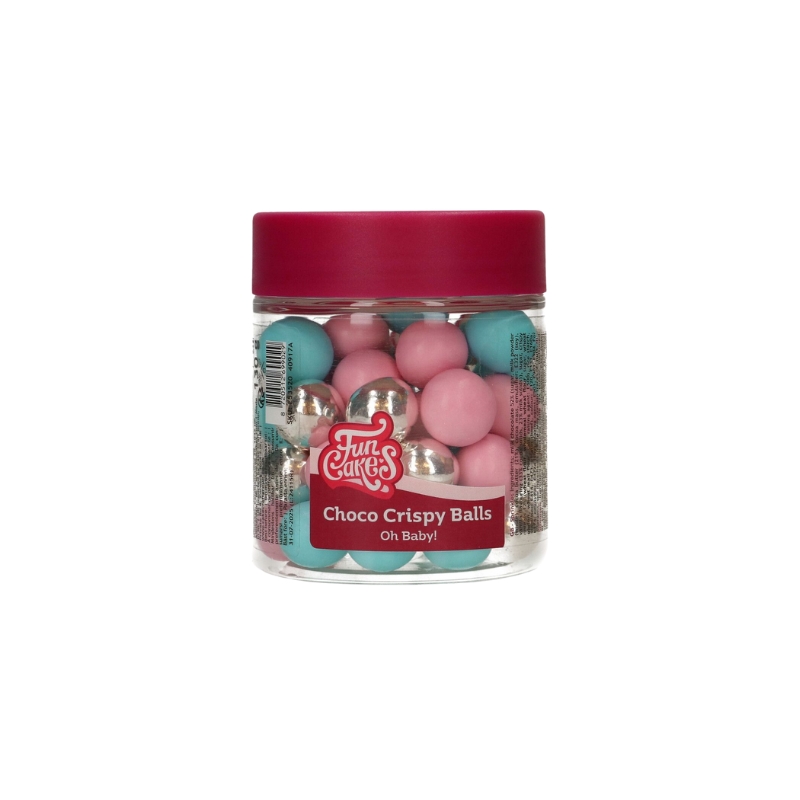 FUNCAKES BOULES CHOCO CROUSTILLANTES ASSORTIES ROSE BLEU ARGENT 130GR