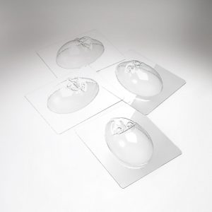 074087 PCB MOULES OEUF VISAGE RISETTE PR 8 SUJ. 13,3X8,6 H.9,6 CM 4 DESIGNS 16PCES ***S/CD***