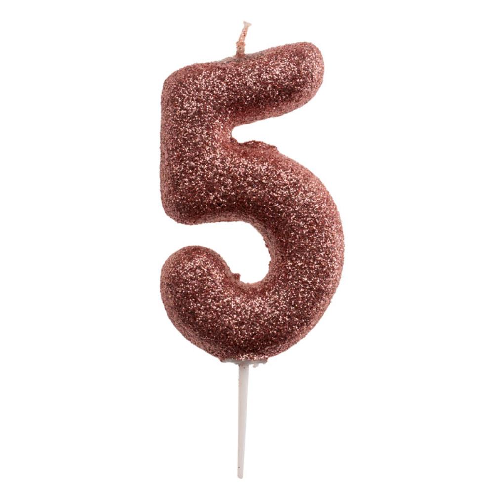 ROSE GOLD NUMBER CANDLE N°5 7CM