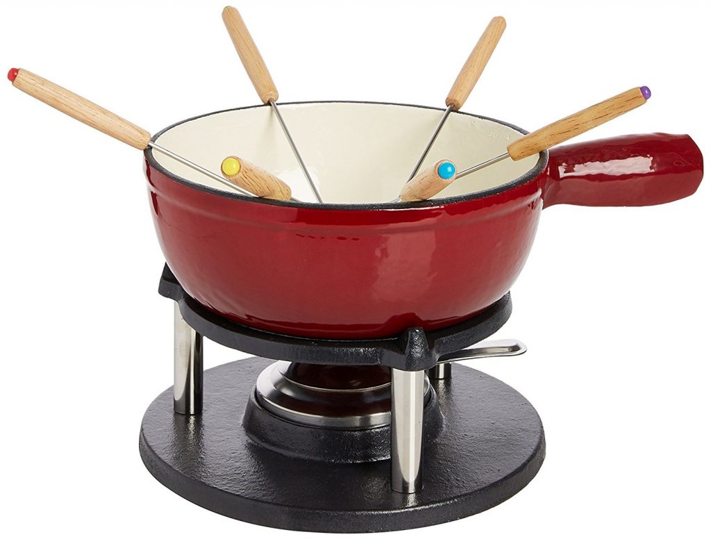 BAUMALU SAVOYARD FONDUE RED CAST IRON 21XH8CM CAQUELON WITH HANDLE - 4 TO 6 P
