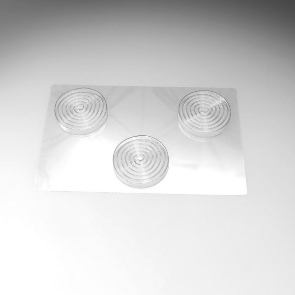 060221 PCB SPIRAL ENTREMET MOULDS FOR 48 PIECES Ø 8 CM H. 1.5 CM 16PCES ***S/CD***