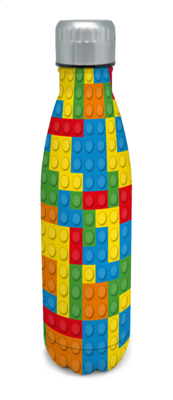 NERTHUS BOUTEILLE INOX 500ML "CUBES MULTICOLORS" DOUBLE PAROI
