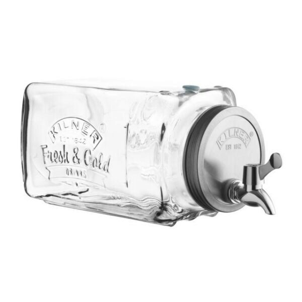 KILNER "FRIGO" GLAZEN DRANKENDISPENSER 3L MET KRAAN - HORIZONTAAL