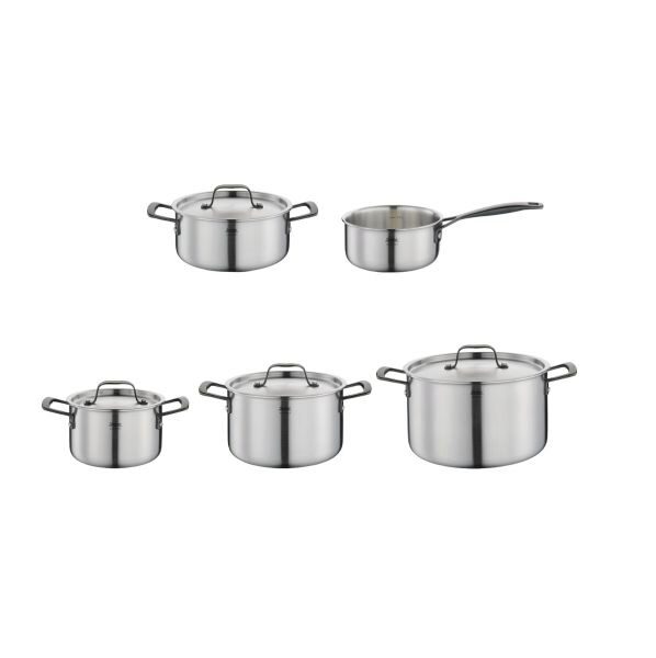 SPRING GOURMET BLACK 5-PIECE SET MEDIUM-HIGH 16-20-24 LOW 20+PAN 16CM-BLACK HANDLES