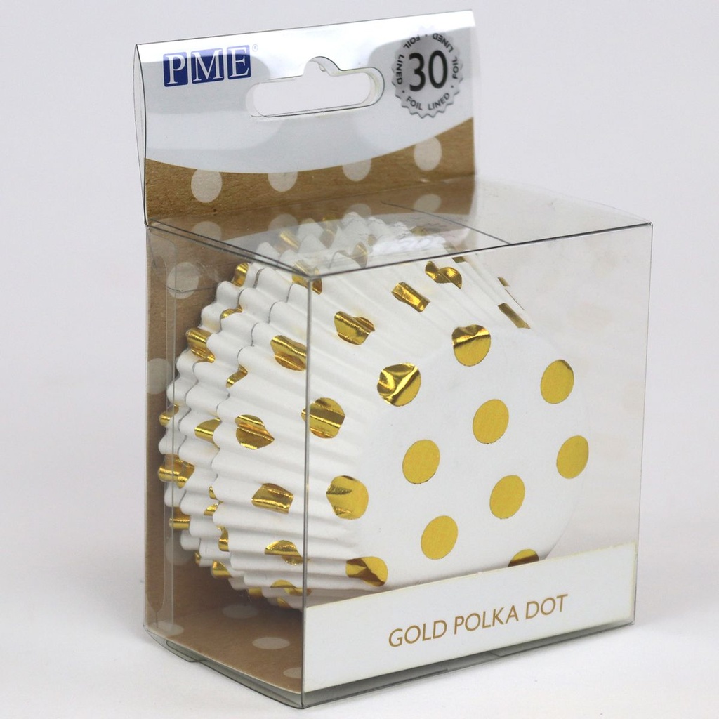 PME WHITE ALUMINUM CUPCAKE BOX WITH GOLD DOTS 30 PCES