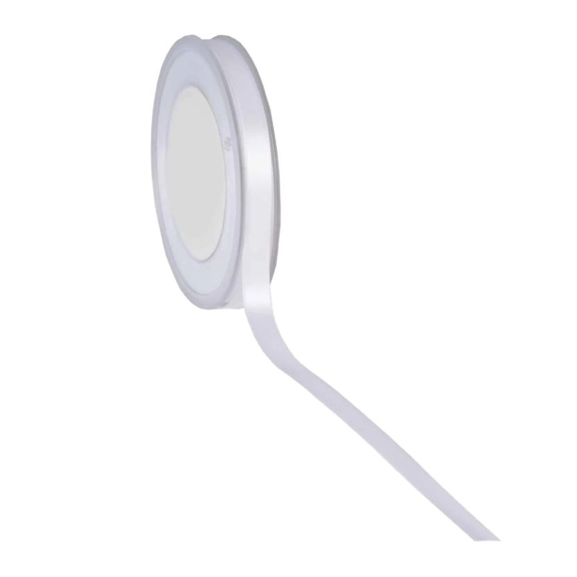 PREMIUM DOUBLE SATIN RIBBON WHITE SHINY 10MMX25M