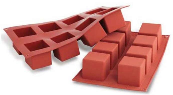 SILIKOMART SF104 VORM 8 BLOKJES 50X50 HT 50MM 125ML ANTI-AANBAK GN1/3 -50° TOT 250°