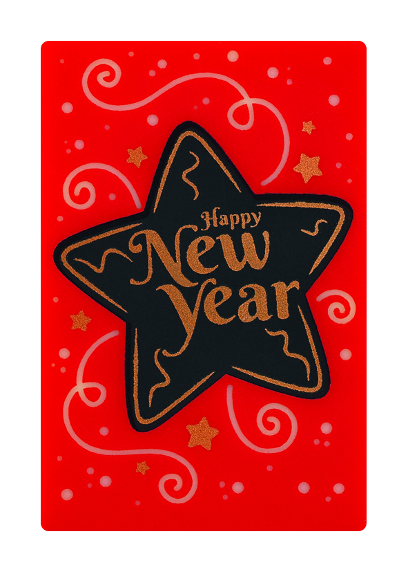088101 PCB RECHTHOEKEN CB GLANZEND NEW YEAR  6X4CM 50ST ***S/CDE***