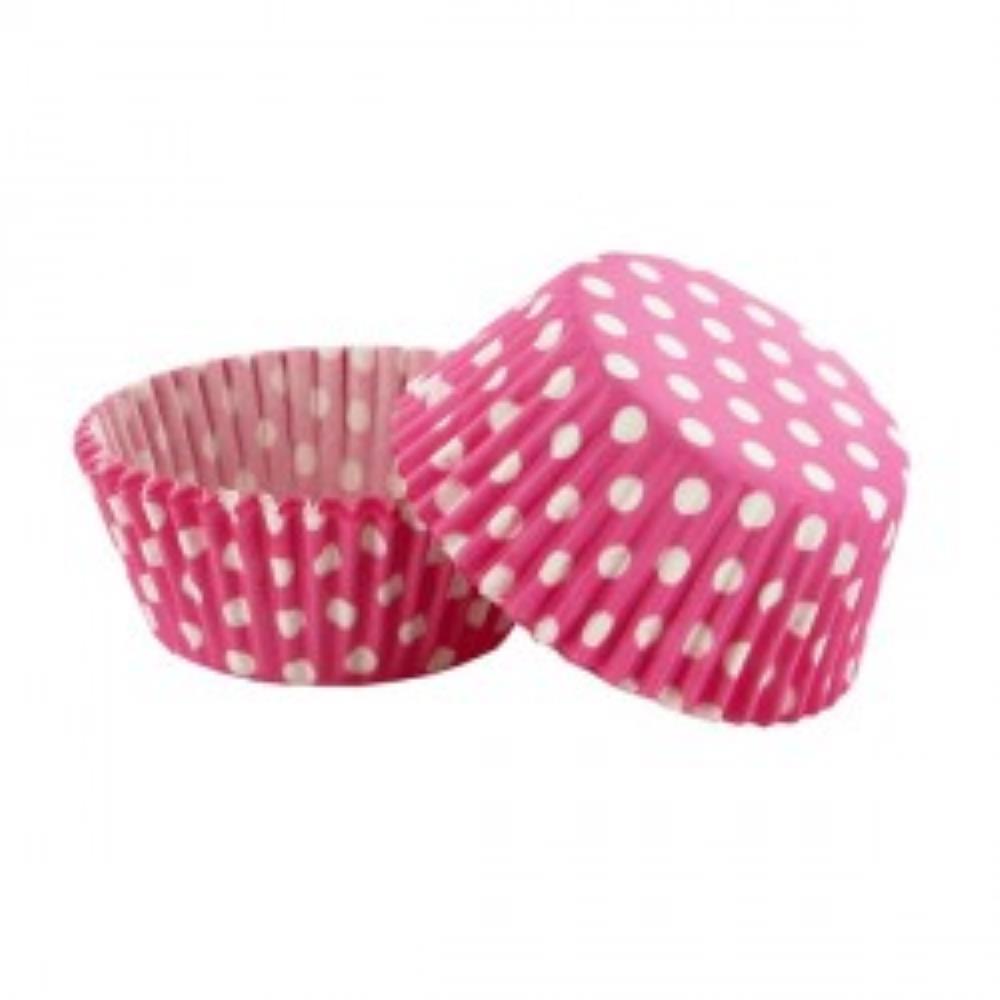 Cupcakevormpjes  roze met witte stip 50 stukken =blister