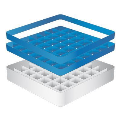 CATERRACKS 49-VAKKENKAST + 2 VERHOGERS 50X50XH18CM GLAZEN ZONDER STEMPEL