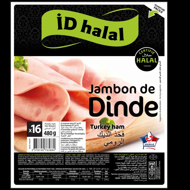 ID HALAL JAMBON DE DINDE 16 TRANCHES 480GR