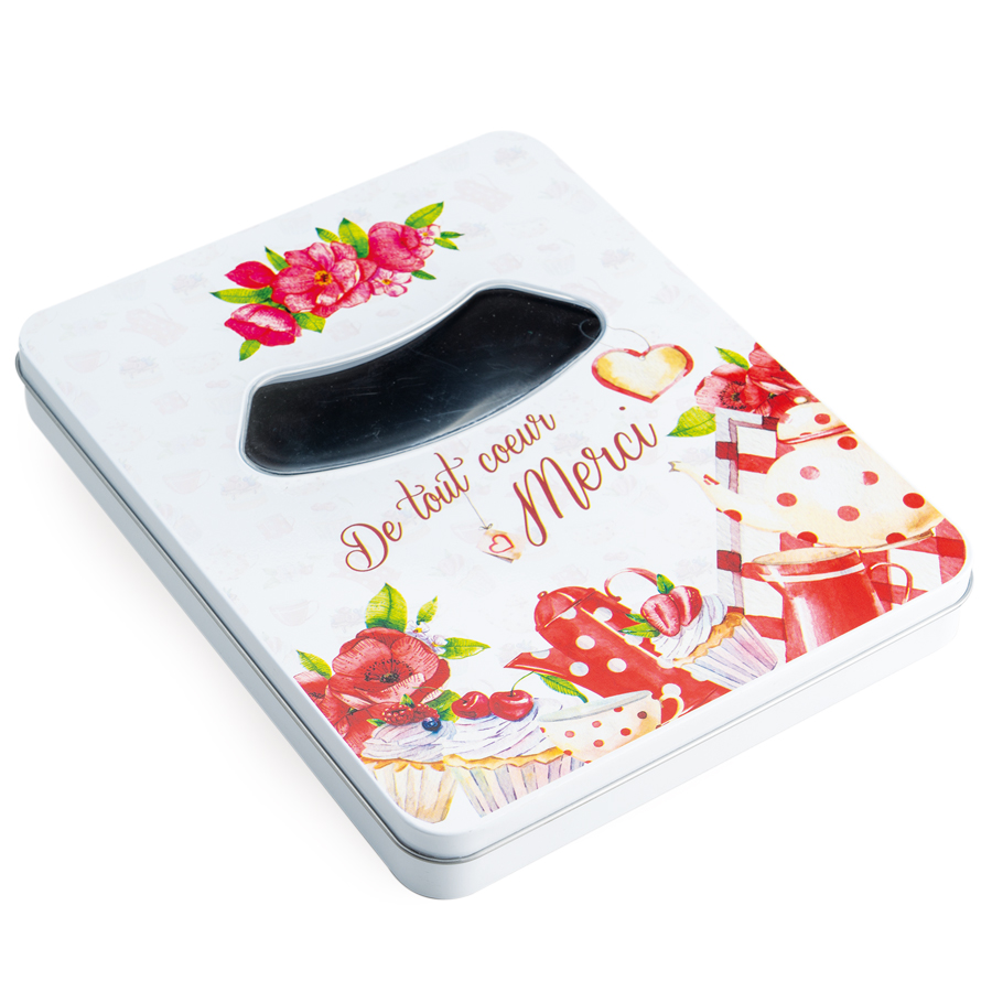 WITTE PLATTE DOOS CUPCAKES "DE TOUT COEUR MERCI" MET VENSTER 23X18,5XH2,3CM