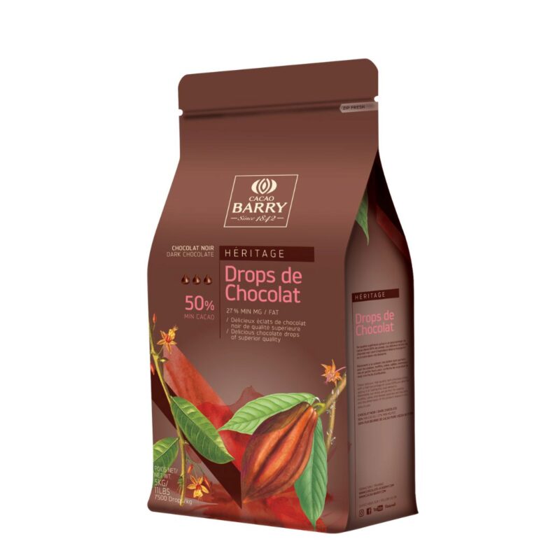 BARRY CHD-DR-75Y5-E1-U68 CHOCOLADEDRUPPELS  KARTON VAN 6 ZAKKEN X 1KG = ZAK