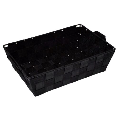 RECTANGULAR BLACK RUSH BASKET 28CMX19CMXH/8CM