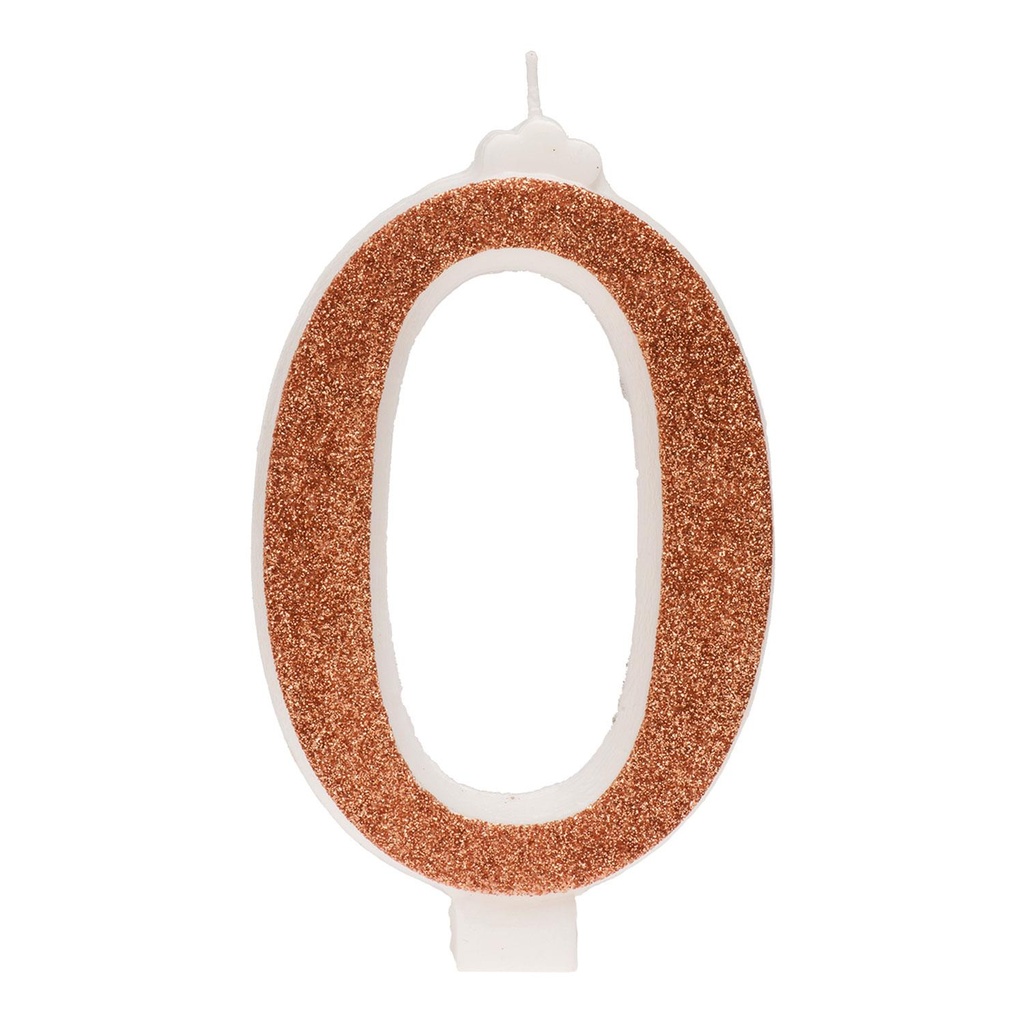 BOUGIE CHIFFRE N°0 PAILLETTES OR 13CM