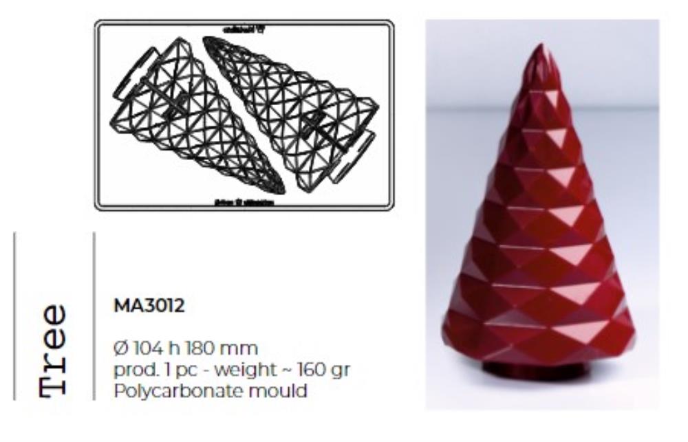 POLYCARBONATE PRALINE MOLD FIR FACETED DIA104H180MM