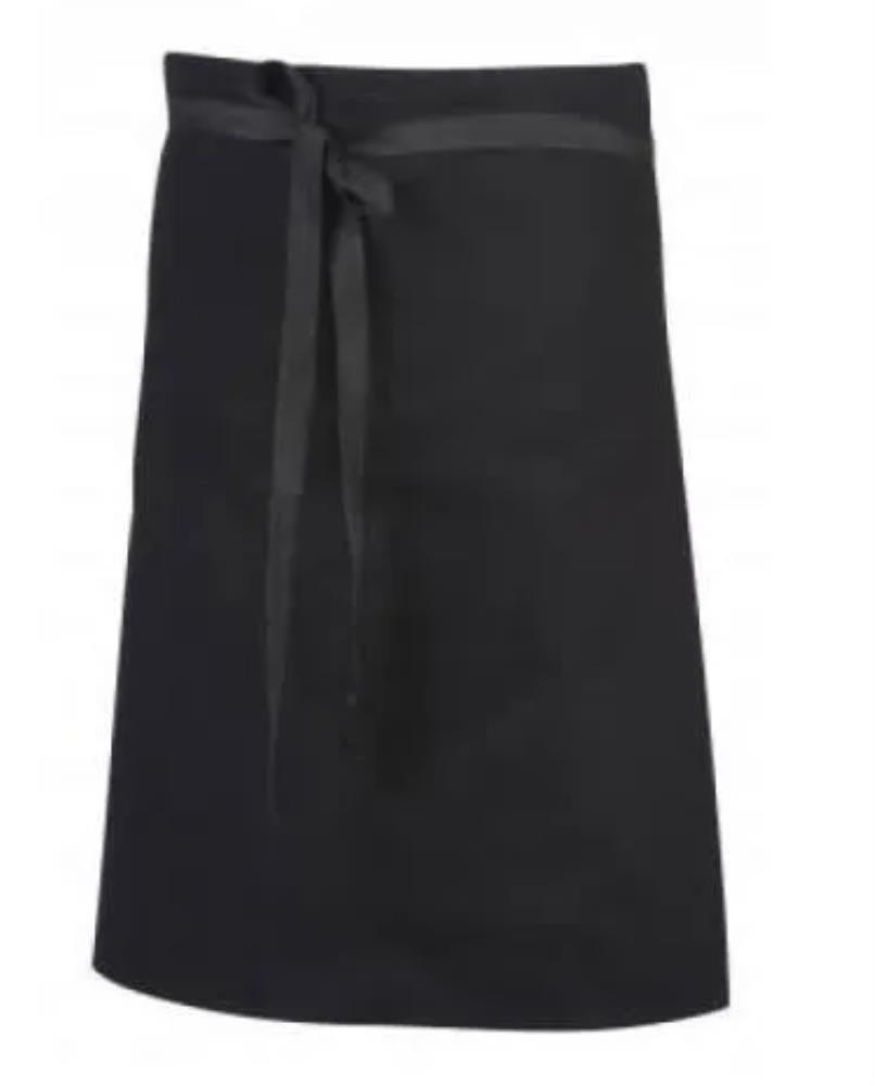 SNV SHORT BLACK CHEF APRON WITHOUT POCKET 55 X 100CM 100% COTTON