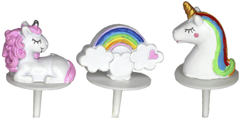 UNICORN 3 ASSORTIMENT POLYRESINE 4CM OP FOTO 6 STUKS
