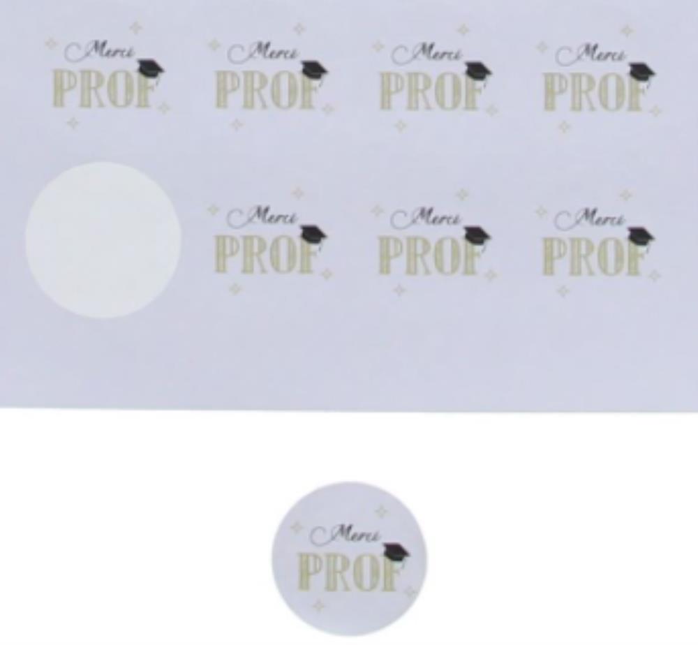STICKER 4 CM "MERCI PROF"FEUILLE DE 24 PCES