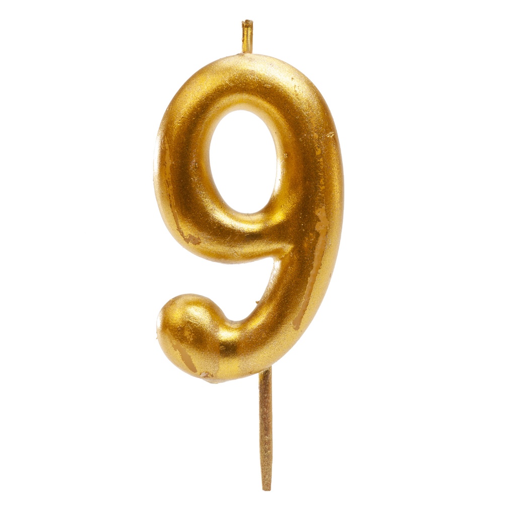 GOLD NUMBER CANDLE NO. 9 5.5CM
