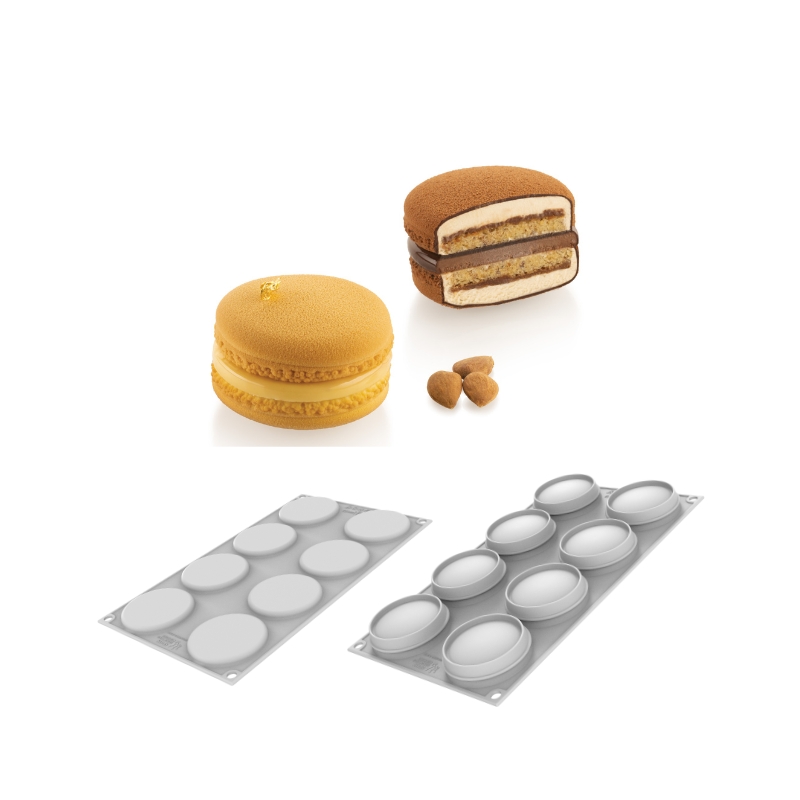 SILIKOMART SET VAN 2 SILICONEN MACARON VORMEN 110 Ø6,5CM H4CM & H1,7CM VOL 110ML