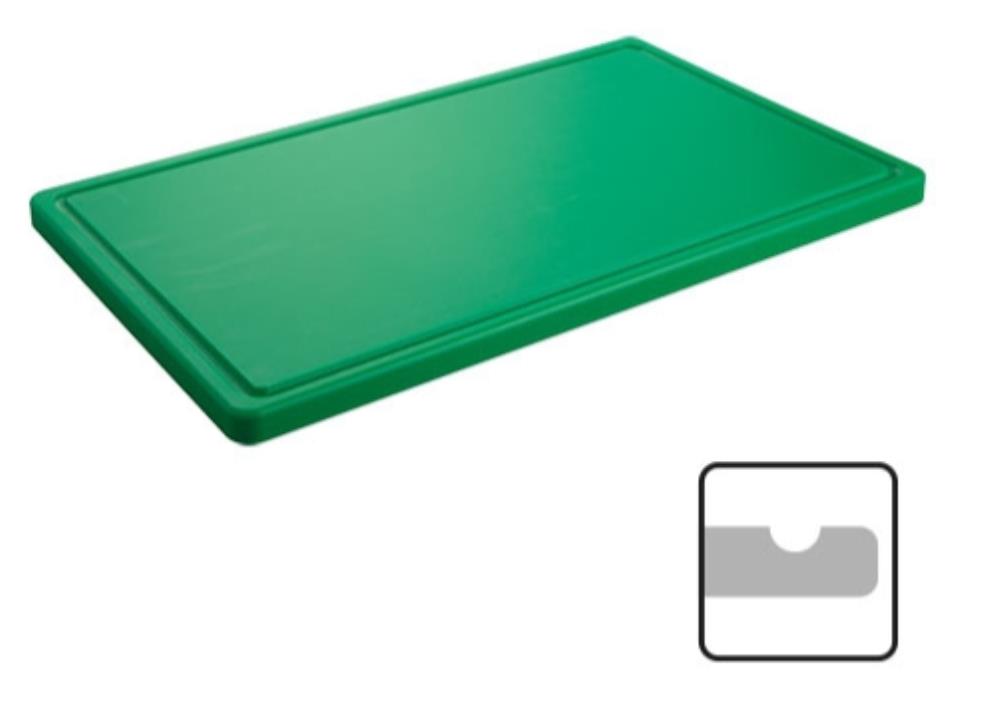 CATERCHEF POLY BOARD GN1/1 GREEN 53X32.5X2CM WITH RIGOLE