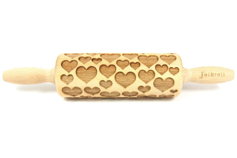 FOLKROLL WOODEN ROLLER JUNIOR 23CM "HEARTS