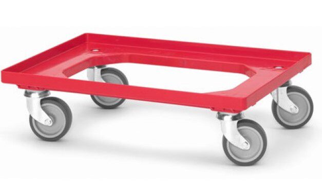 CHARIOT DOLLY 60X40 ROUGE ROUES CAOUTCHOUC EURONORM