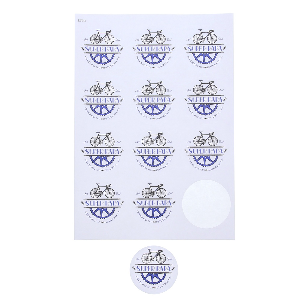 STICKER 6,35 CM FIETS SUPER DAD A4 12 INCH 5 VELLEN