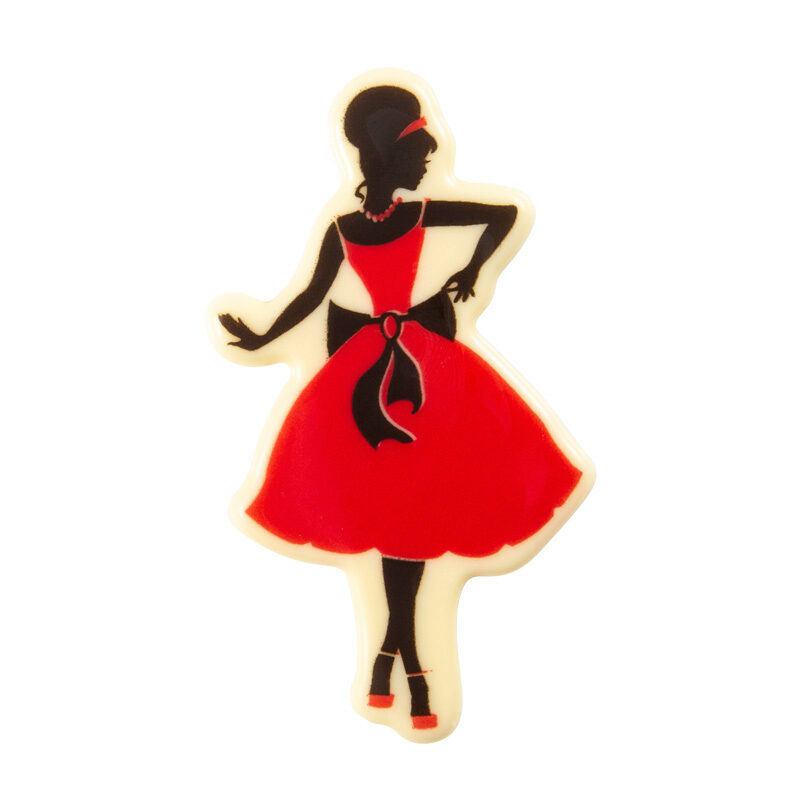 2011070 MOM RED DRESS BLOK 95X56MM WITTE CHOCOLADE 24 STUKS ***S/CD***