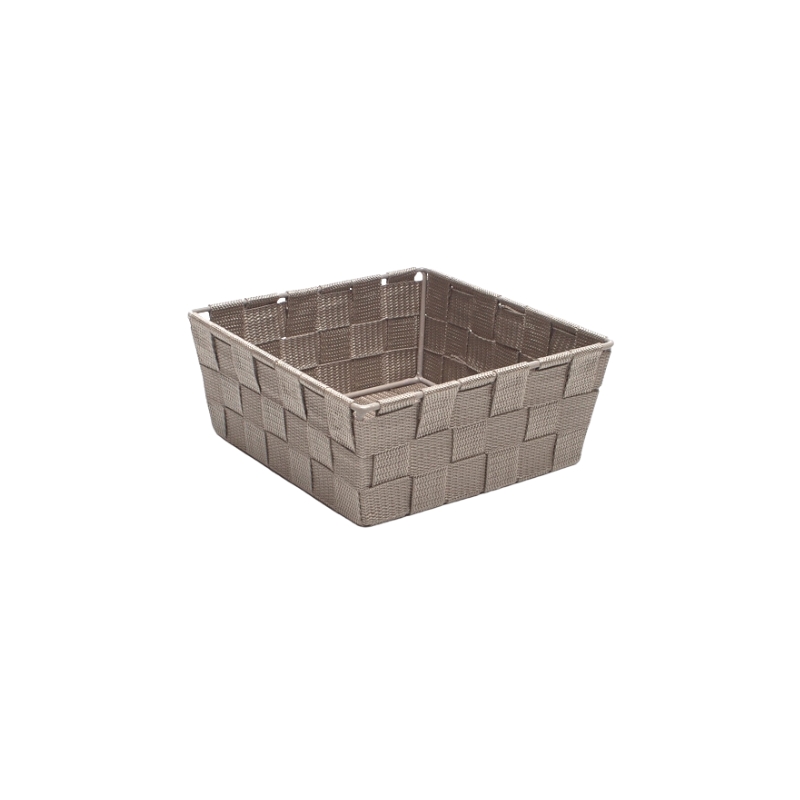SM TAUPE ROPE SQUARE BASKET 20X20XH8CM