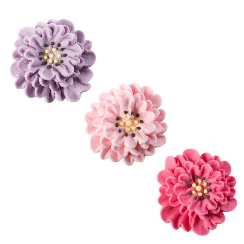 1051138 DAHLIA BLOEMEN ASSORTIMENT PAARS/ROZE/FUCHSIASUIKER 3CM 90 STUKS ***S/CDE***