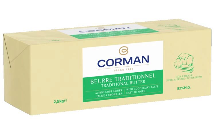 RUPTURE FOURNISSEUR =>??? CORMAN 20665601 (PP) BEURRE TRADITIONNEL BRIOCHE & CAKE  4X2,5KG 
