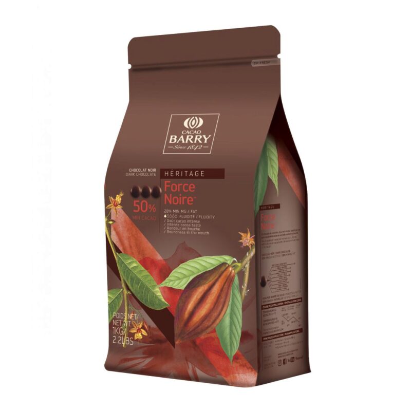 BARRY CHD-X50FNOI-E1-U68 CHOCOLADE FORCE NOIR 50%  KARTON VAN 6 ZAKKEN X 1KG=ZAK