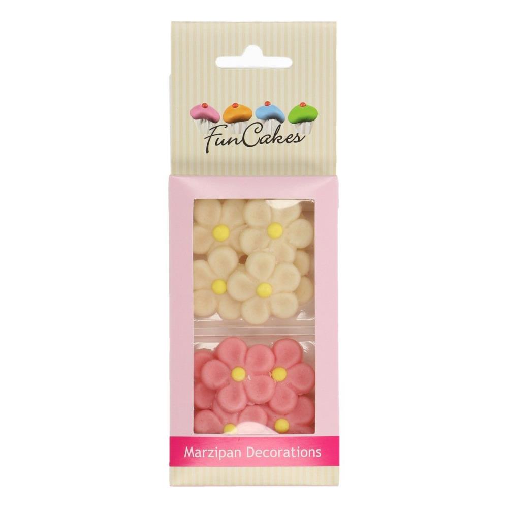 FUNCAKES MARGUERITE EN MASSEPAIN BLANC ET ROSE 3CM12 PCES