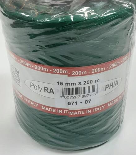 POLY RAFFIA 15MM X 200M FOREST GREEN R07