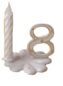NUMBERS + PLASTIC BASE N°8 WHITE AND GOLD + CANDLE PACK OF 10 PCES