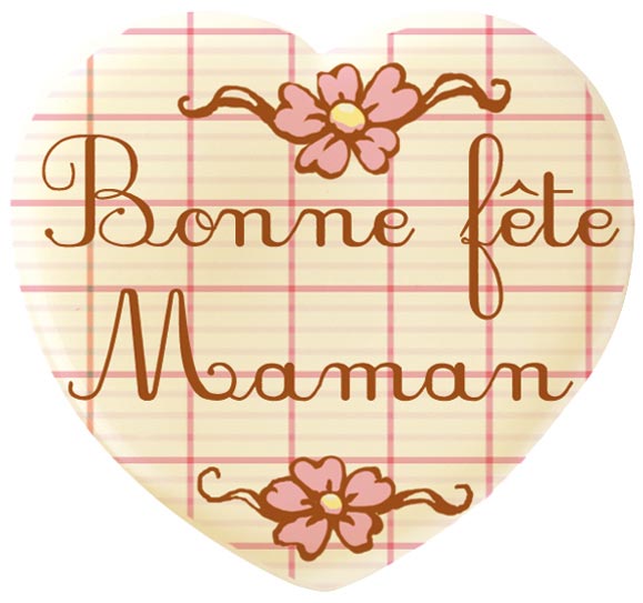 061370 PCB HEARTS CB BONNE FÊTE MAMAN FLOWERS 4.8X4.5 CM 40PCS ***S/CD***