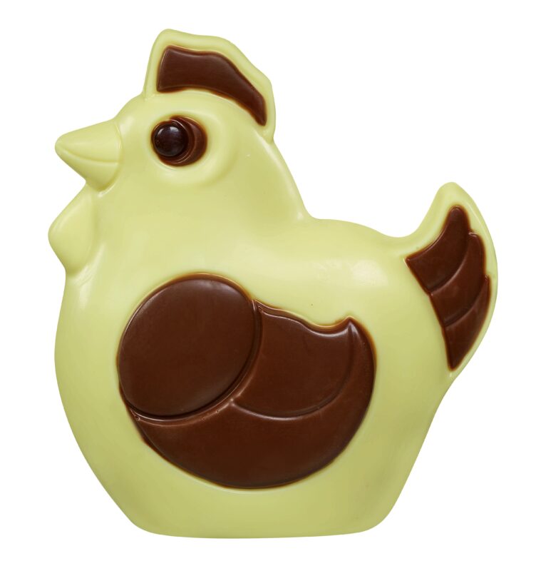 HOLLOW CHOCOLATE CHICKEN * WHITE * DECORATED 4 X 110GR