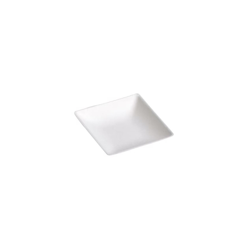 SQUARE PLATE WHITE CANE PULP 16CM 50PCS